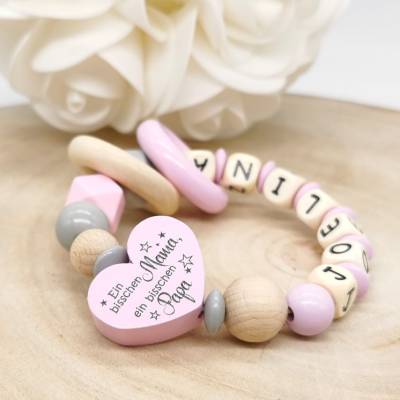 Greifling mit Name Mädchen Mama Papa Wunder Rosa 