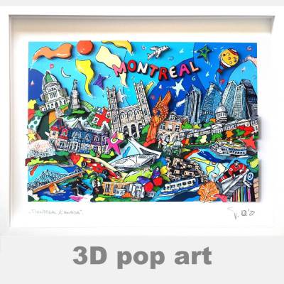 Montreal kanada 3d pop art bild konstruktion limited edition personalisierbar geschenk fine art kunst mixed media