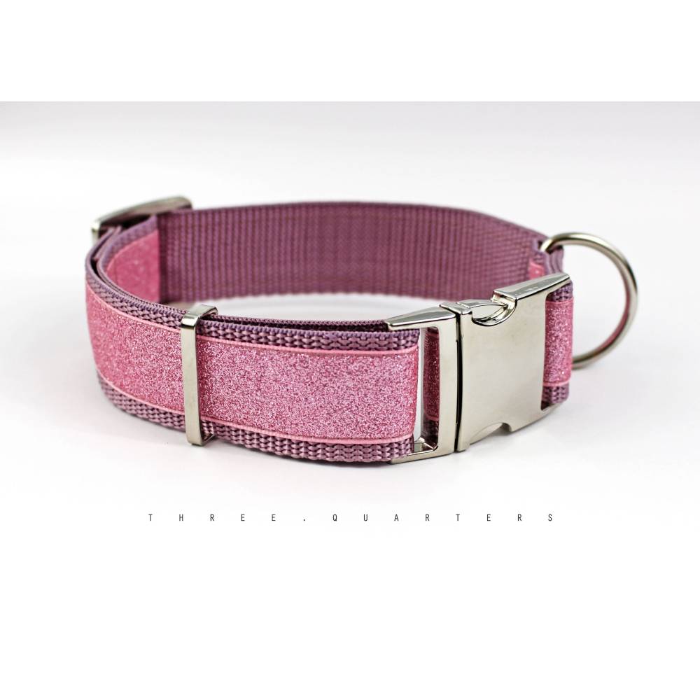 Hundehalsband, Hund, Halsband, rosa, Glitzer, Party, Sylvester, Prinzessin,  Hundeleine, altrosa, silber, 30mm, Hunde, Haustier, trendy