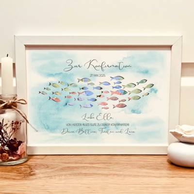 Konfirmationsgeschenk personalisiert mit Namen & Datum – Geldgeschenk im Bilderrahmen
