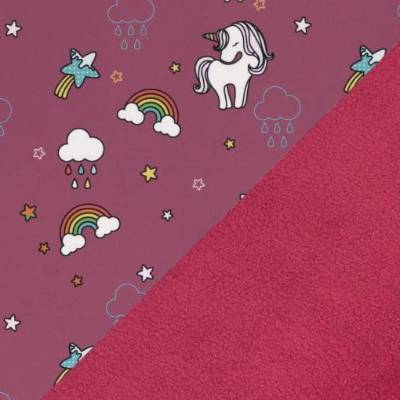 Softshell Robin Einhörner mit Regenbogen, altrosa von Swafing  (1m/17,00€ )