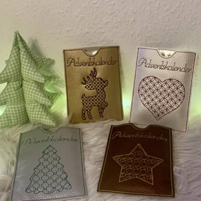 Stickdatei Adventskalender to go, ATG, Baum, Stern, Rentier, Herz Set 772