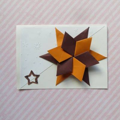 Weihnachtskarte Stern in 3d, orange braun, Geldgeschenk, Gutscheinkarte