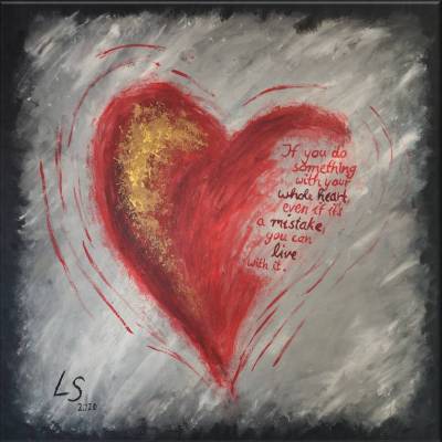 Originales Acryl Wandbild Herz mit Spruch | abstrakte Malerei Liebe| rot grau schwarz | handgemaltes Unikat