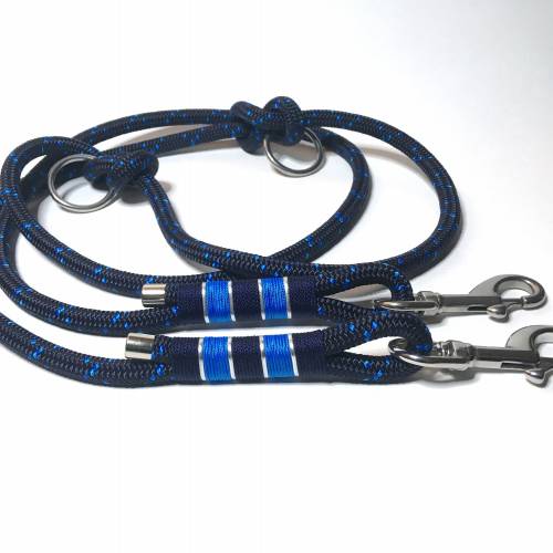 Hundeleine verstellbar / Tauleine "maritim marineblau" ca. 200 cm verstellbar, Marke AlsterStruppi, edel und hoc