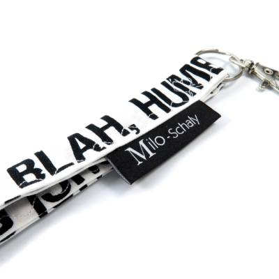 Schlüsselband kurz mit Karabiner Stoff Schlüsselanhänger weiß schwarz Humbug Blah blah ...