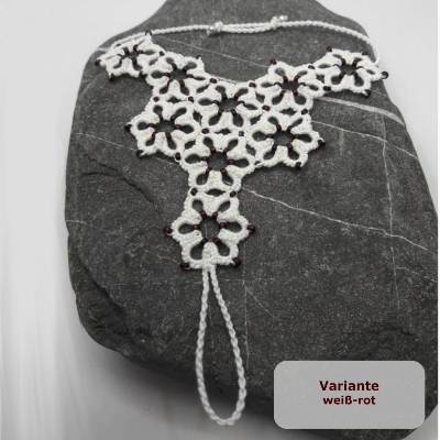Handschmuck Margerite Baumwolle mit vielen Perlen - größenverstellbar - SlaveArmband