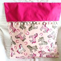 Kissenhülle Kinderkissenhülle Pferdchen in rosa genäht von Hobbyhaus