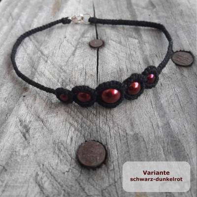 Armband Nicolina mit je 5 Perlen Baumwolle Verschluss Silber