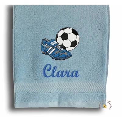 Besticktes personalisiertes Handtuch Duschtuch Gästetuch Fußball Mädchen Jungen Stickerei Frotteetuch mit Namen