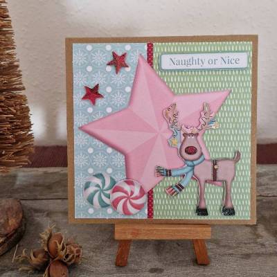 Weihnachtskarte - Rentier - Zuckerbonbons - Naughty or Nice