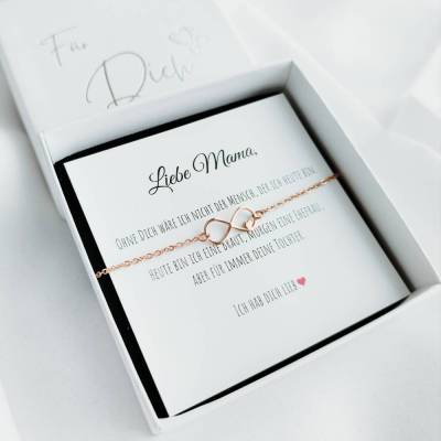 Geschenk Brautmutter – Unendlichkeit Armband Edelstahl mit Herz – Mutter der Braut Geschenk Hochzeit