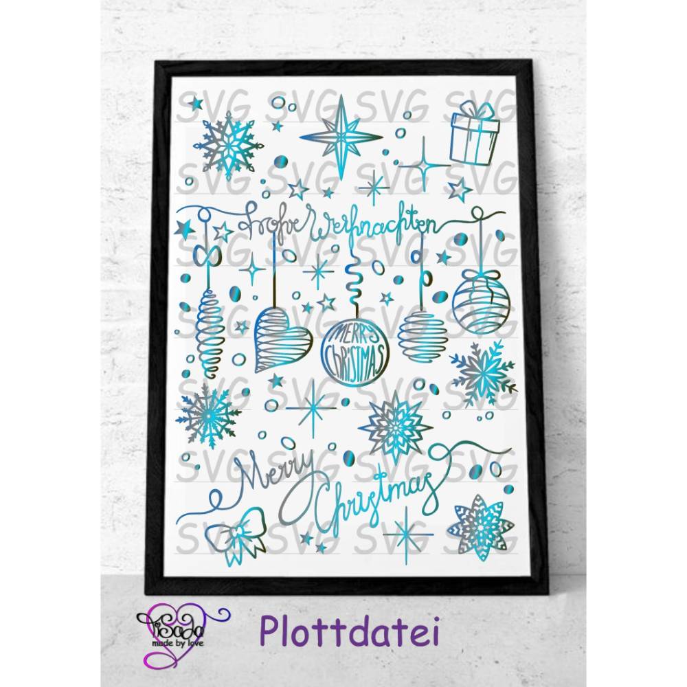 Plotterdatei "Weihnachtdoodle" SVG, DXF Bild 1