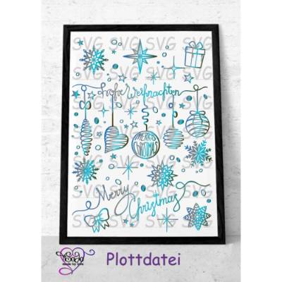 Plotterdatei "Weihnachtdoodle" SVG, DXF