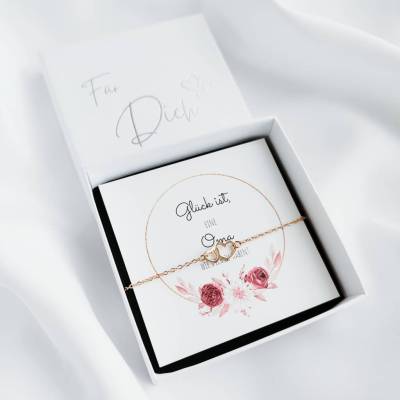 Oma Armband Geschenk – Glück ist, eine Oma wie dich zu haben – Herzarmband mit Karte & Geschenkbox