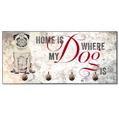 Hundegarderobe HOME IS WHERE MY DOG IS mit Mops