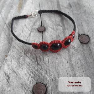 Armband Nicolina mit je 5 Perlen Baumwolle Verschluss Silber