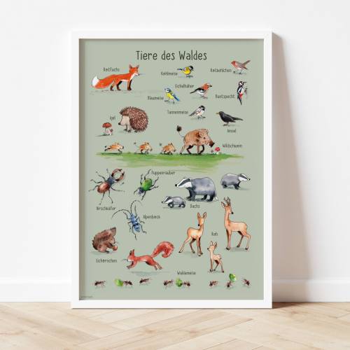 Kinderzimmer-Poster Waldtiere *Tiere des Waldes*, ökologischer Druck