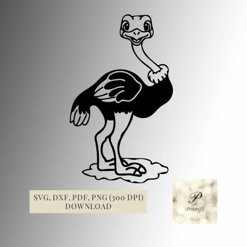 Plotterdatei Strauß SVG Datei für Cricut, Strauß Design  Digital Download süßes Vogel Strauß Motiv