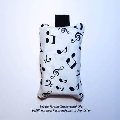 Taschentuchhülle weiß mit Musiknoten, Tatüta, Cover für Taschentücher