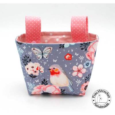Lenkertasche für Laufrad (gefüttert mit beschichteter Baumwolle) * Dreirad * Wunschname * Personalisieren * Rotkehlchen 