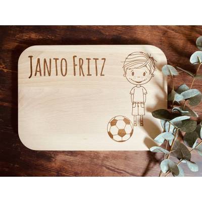 Frühstücksbrett personalisiert Namensbrett Kind Schneidebrett Fußball