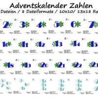 32 tlg. Stickdatei Zahlen Adventskalender Schneeflocken 10x10 Winter Weihnachten Advent