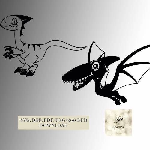 Plotterdatei Süßes Dinosaurier Set SVG Dateien für Cricut, lustige Dino Designs in den Formaten svg, png, dxf, pdf,