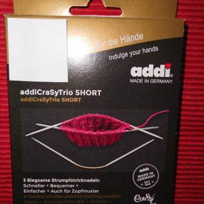 addi CraSyTrio/addi CraSy Trio Short Socken-Stricknadeln Nadelspiel Stricknadeln 2,5-2,75-3,0-3,5-4,0-4,5-5,0 mm / 21 cm