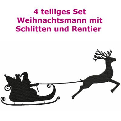 4 tlg. Stickdatei Weihnachtsmann Schlitten 13x18 / 16x26 / 18x30 / 20x30 / 20x28 Winter Weihnachten Advent