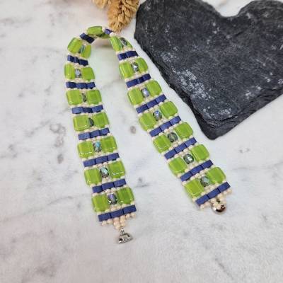 Armband Tilaperlen | hellgrün blau | Handarbeit | Magnetverschluss | Geschenk