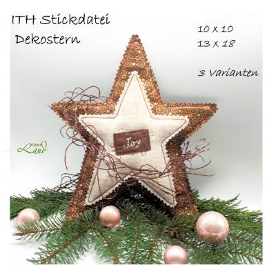 ITH Stickdatei Dekostern – Stickdatei Set für Weihnachtsdeko in 2 Größen