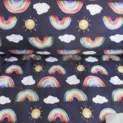 Softshell Regenbogen Sonne dunkelblau Oeko-Tex Standard 100( 1m/15,00€ )
