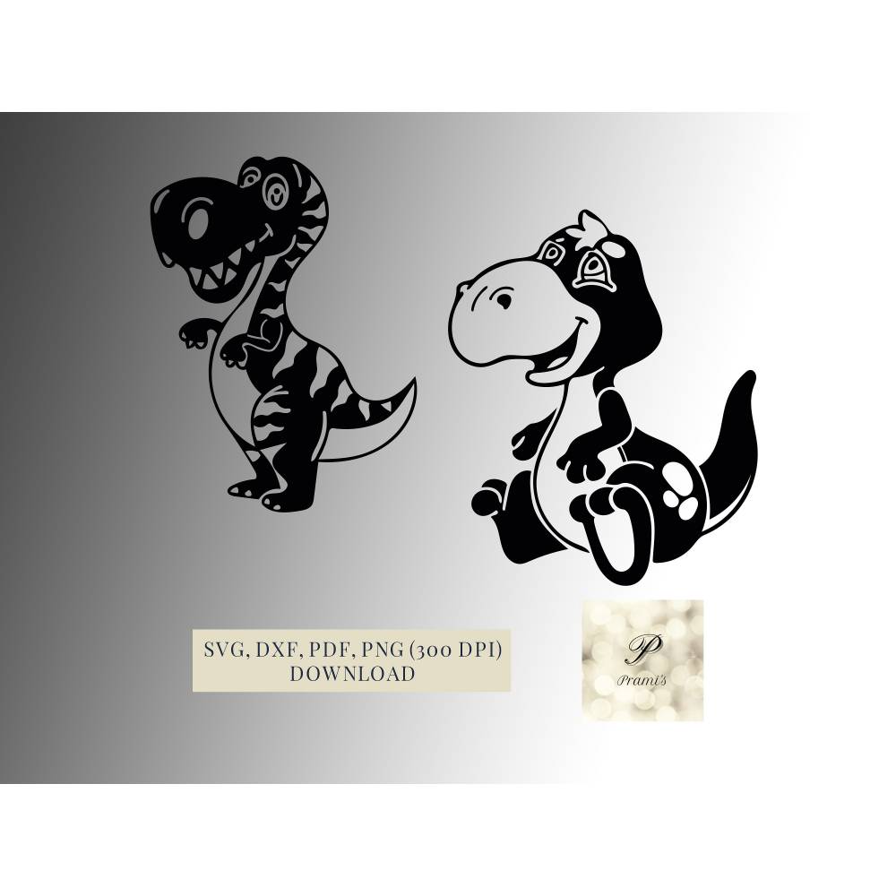 Plotterdatei Süßes Dinosaurier Set SVG Dateien für Cricut, lustige Dino Designs in den Formaten svg, png, dxf, pdf Bild 1
