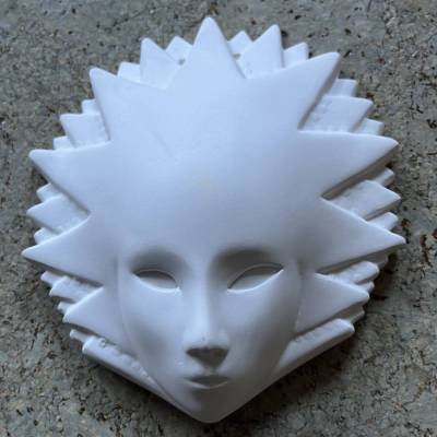 Maske - 1 Rohling ca. 15cm - Figur aus hochwertigem Stuckgips mit Anhänger zum selber bemalen