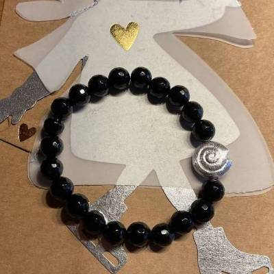 Handgefertigtes schwarzes Onyx Armband,Edelstein Armbänder,schwarzes Perlenarmband,Edelstein Schmuck,Weihnachtsgeschenk,