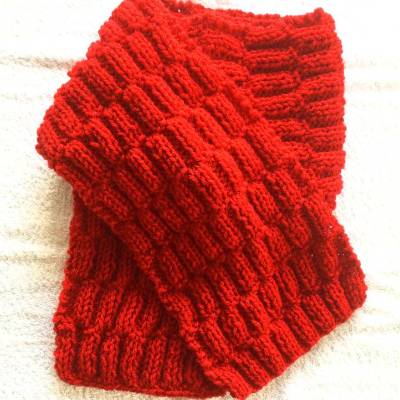 Kinderschal Strickschal in ROT in Grobstrick-Optik handgestrickt von Hobbyhaus