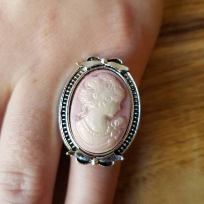 Ring rosa ovale Kamee Gemme Jugenstil antik