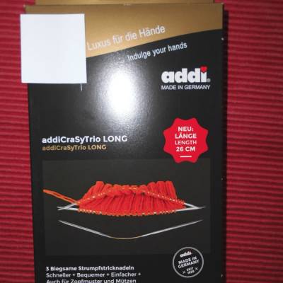 addi CraSyTrio / addi CraSy Trio Long Socken-Stricknadeln Nadelspiel 3 biegsame Stricknadeln 4,0-5,0-6,0 mm / 26 cm