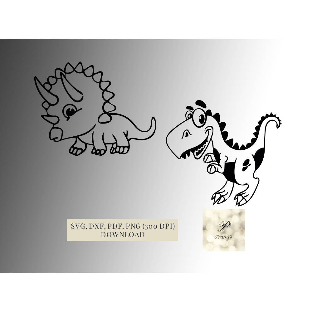 Plotterdatei Süßes Dinosaurier Set SVG Dateien für Cricut, lustige Dino Designs in den Formaten svg, png, dxf, pdf Bild 1