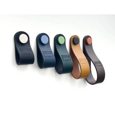 Schrankgriffe aus modernem Glattleder, Lederknauf für Schränke und Kommoden, handgemachte Möbelgriffe aus Lederschlaufe