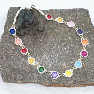 Halskette bunt mit weiss | metallfrei | 46cm | Geschenk