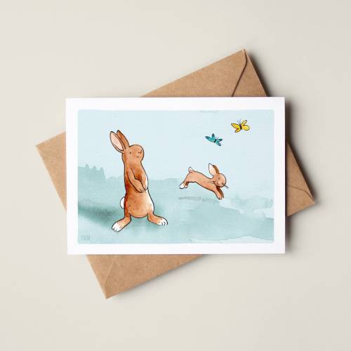 Hasen Postkarte mit Umschlag