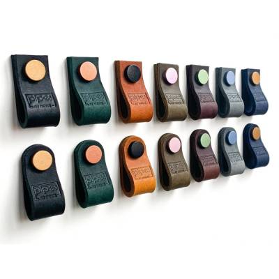 Handgemachte Ledergriffe aus Fett -Leder in vielen bunten Farben, gold, blau, rosa, Kommodengriffe, Möbelgriffe, Schrank