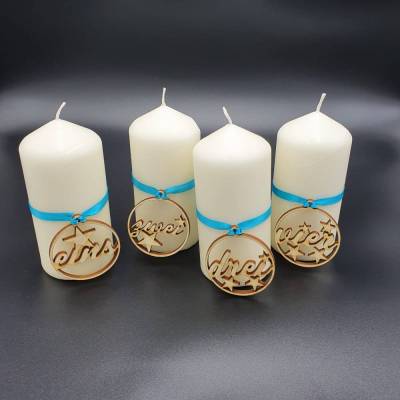 Zahlenanhänger für Adventskerzen, 4 teilig