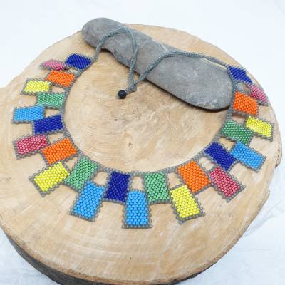 Halskette bunte Rechtecke | metallfrei | 46cm | Geschenk