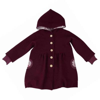 Baby Mädchen Walkmantel aus Wollwalk bordeaux, komplett gefüttert, HANDMADE Stoffauswahl 