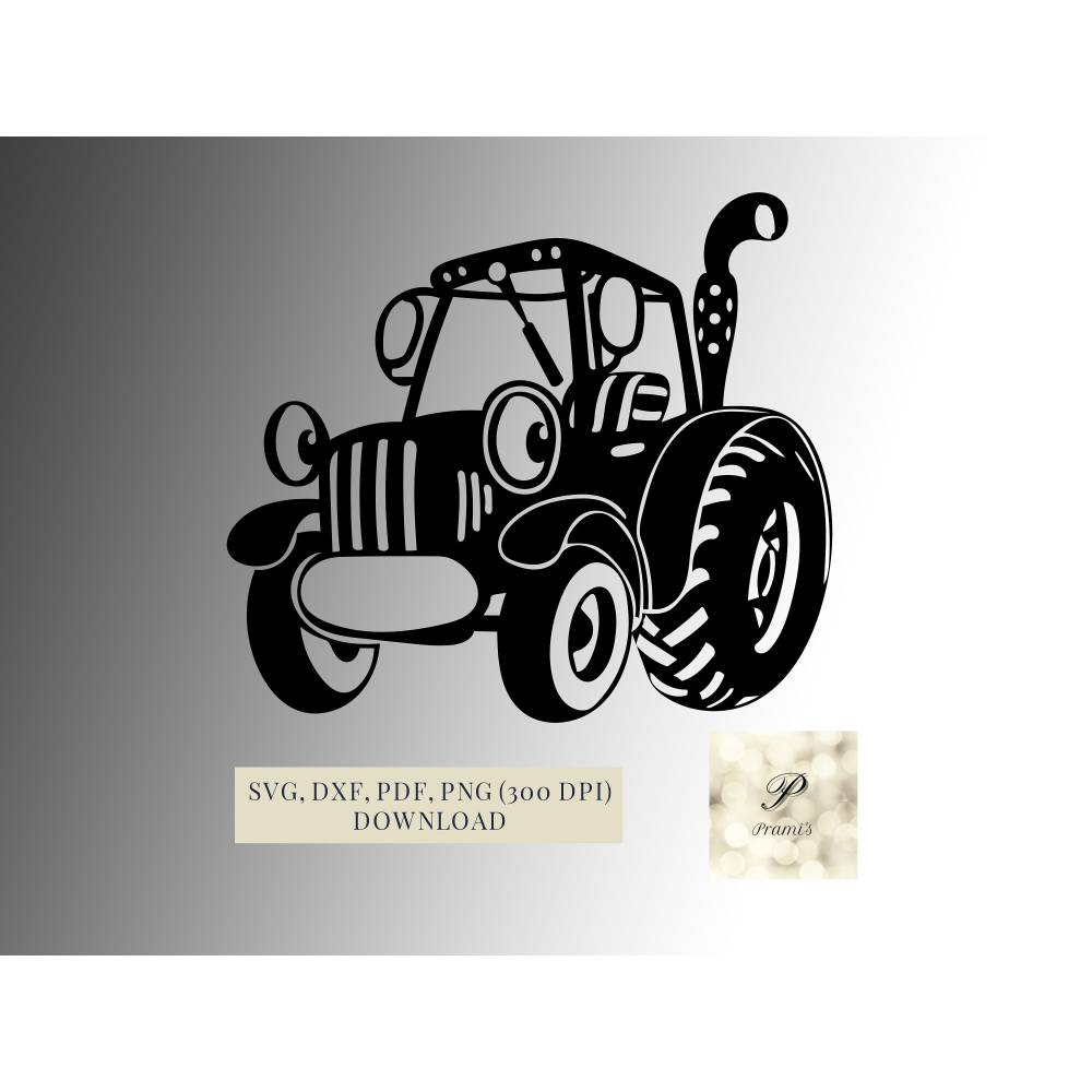 Plotterdatei Traktor SVG Datei für Cricut, kindliches Traktor Design  Digital Download lustiges Traktor Motiv Bild 1