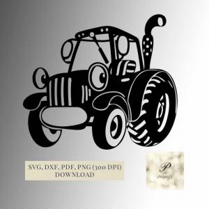 Plotterdatei Traktor SVG Datei für Cricut, kindliches Traktor Design  Digital Download lustiges Traktor Motiv