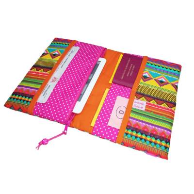 Reiseorganizer Bohème pink orange Reiseetui Travel Organizer Dokumententasche Etui für Dokumente Reiseunterlagen